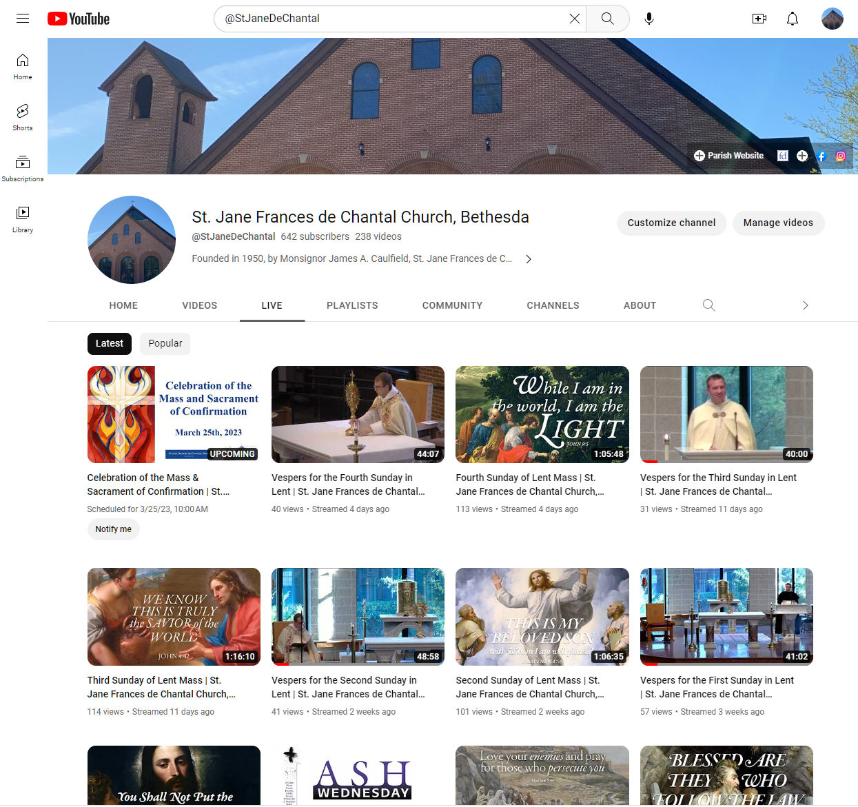 CLICK BELOW TO ACCESS THE PARISH YOUTUBE CHANNEL St. Jane Frances de